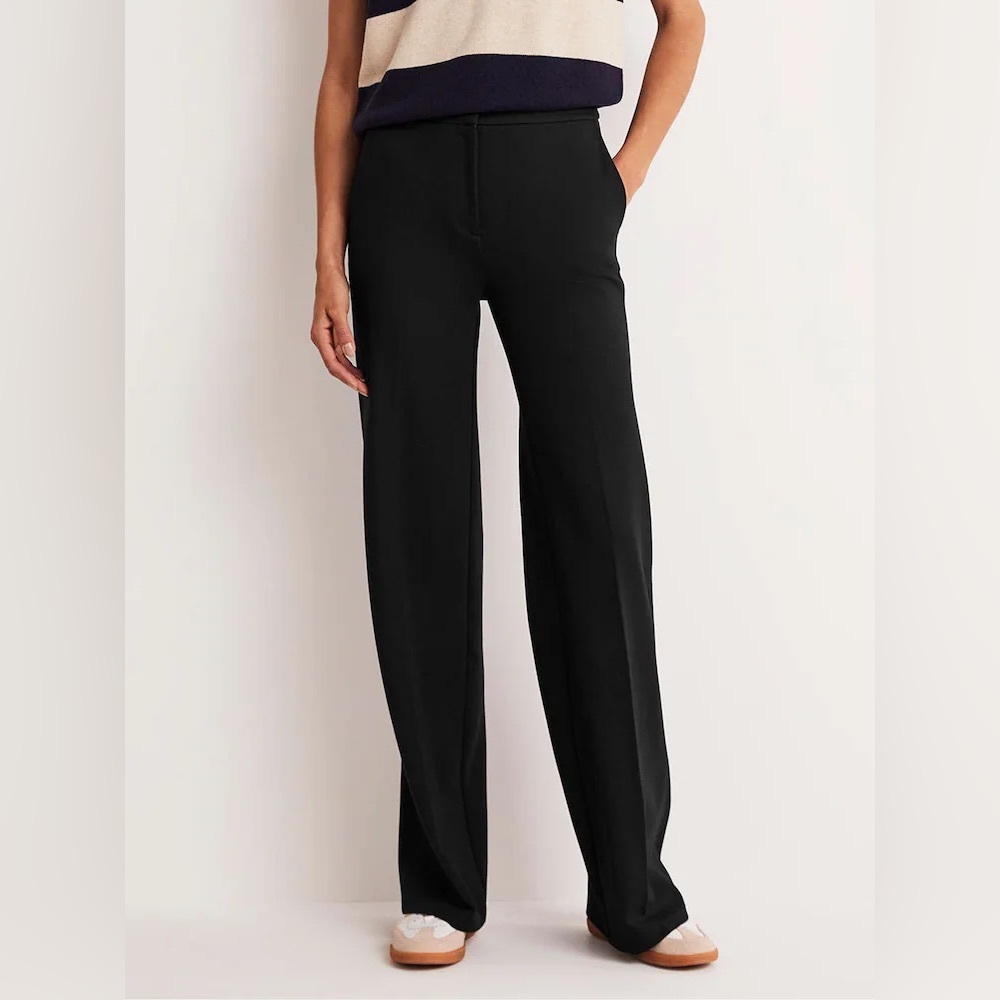Boden Black‎ Hampshire Ponte Wide Leg Pants in Black.